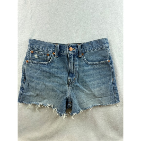 Madewell Pants - Madewell Relaxed Denim Shorts Frayed Hem Distressed Light Wash Size 24
